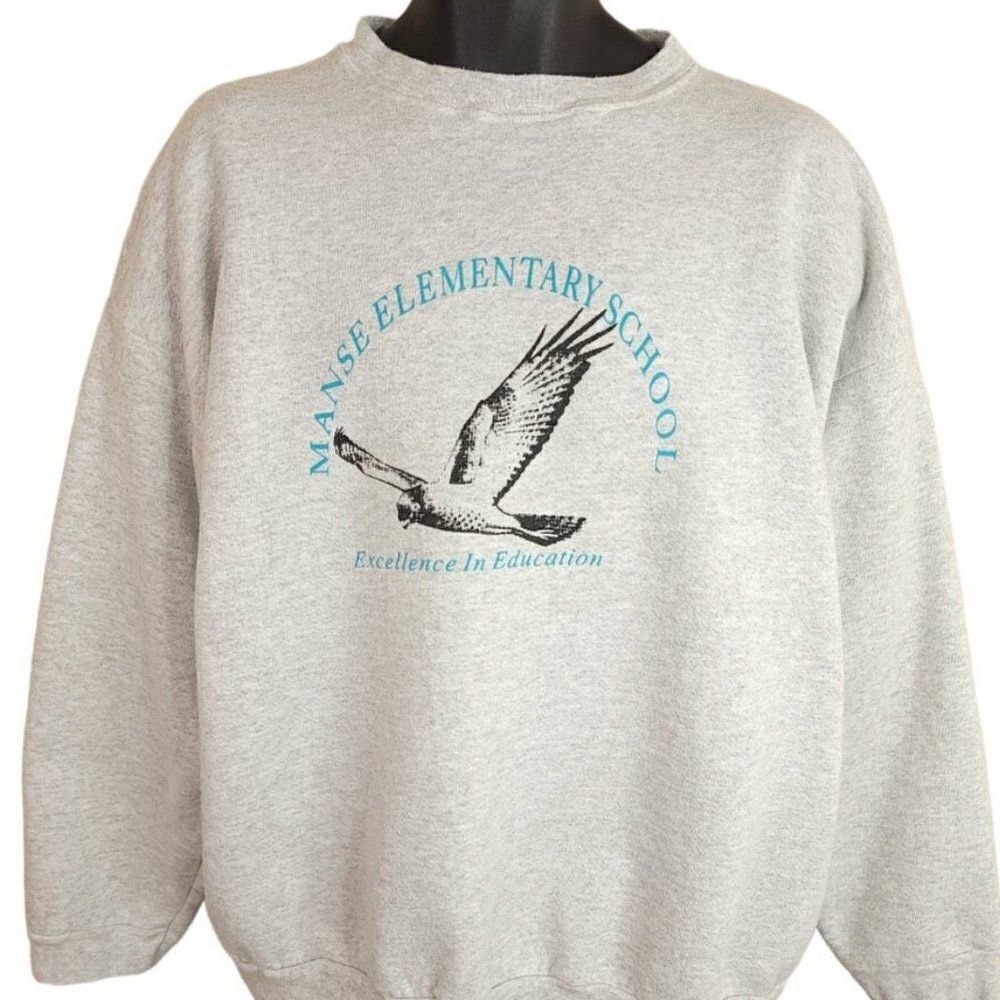 Manse Elementary School Sweatshirt Vintage 90s Hawks Pahrump Nevada Mens 2XL